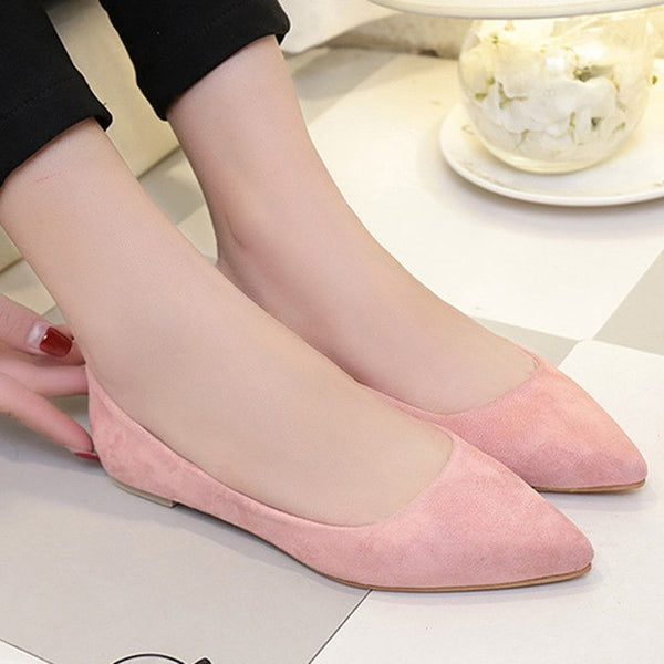 Fashion Women Pointed Toe Women Soft Suede Casual Comfortable Spring Summer Flats Slip-on Ladies Loafer Shoe