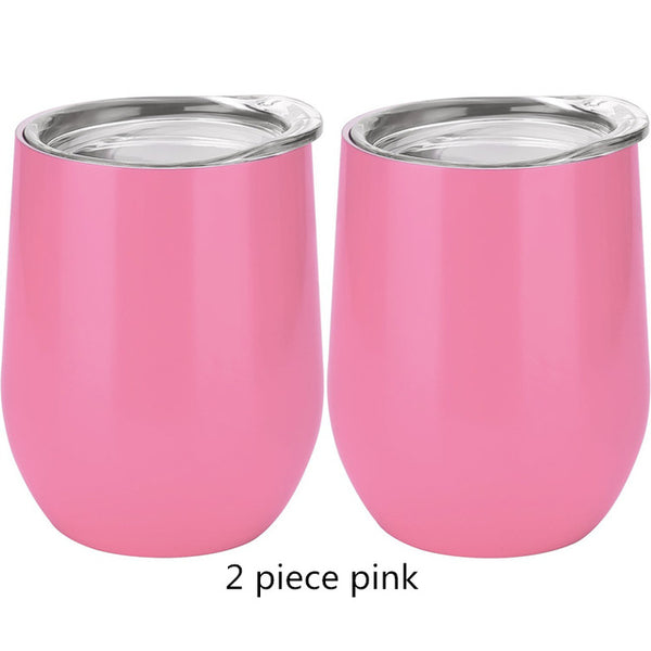 12 oz Double-insulated Stemless Glass Stainless Steel Tumbler Cup with Lid for Coffee Cocktails Stemless Wine Glass Tumbler