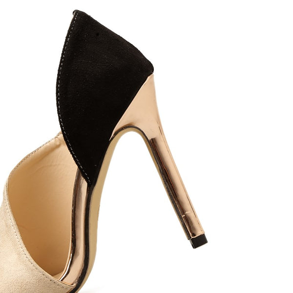Fashion Color Block Peep Toe High-heeled Pumps Stiletto High Heels Sandals