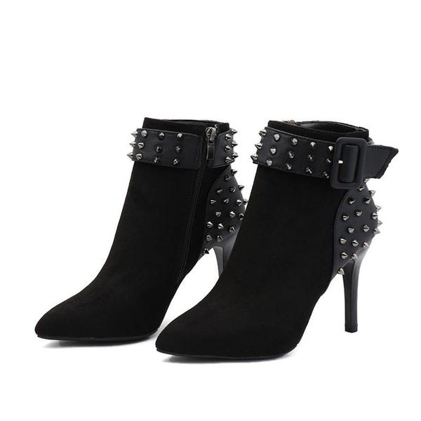 Autumn Winter Women Rivet High Heel Fashion Sexy Pointed Toe Ankle Boots