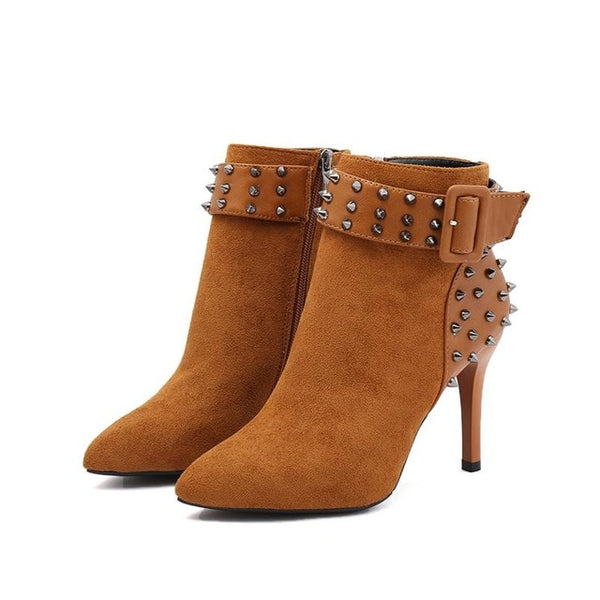 Autumn Winter Women Rivet High Heel Fashion Sexy Pointed Toe Ankle Boots
