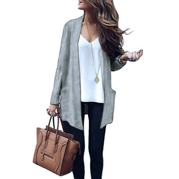 Autumn Trench New Fashion Formal Woman Classic Open Stitch Trench Winter Keep Warm Casual Slim Sweater Coat