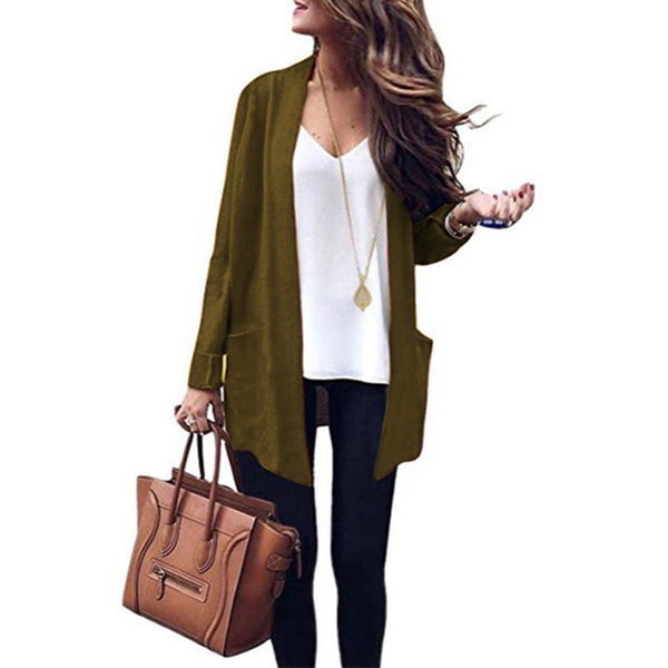 Autumn Trench New Fashion Formal Woman Classic Open Stitch Trench Winter Keep Warm Casual Slim Sweater Coat