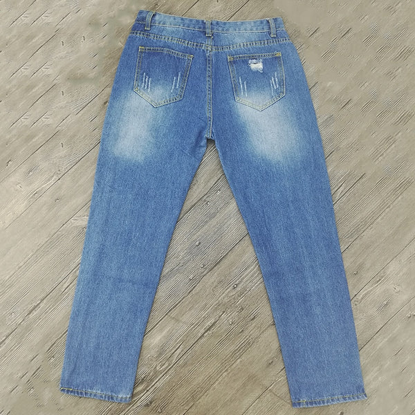 Ladies Cotton Denim Boyfriend Ripped Pencil Skinny Jeans