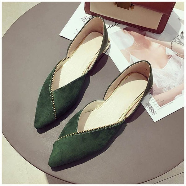 Women Ballet Slip On Loafers Pointed Toe Casual Flat Shoes