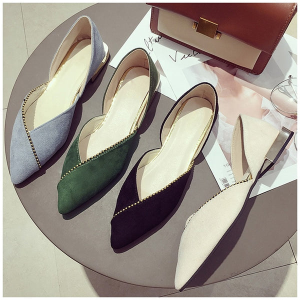 Women Ballet Slip On Loafers Pointed Toe Casual Flat Shoes