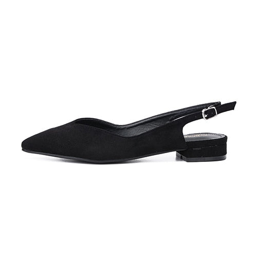 Black Women Casual Pointed Toe Slingbacks Shoes