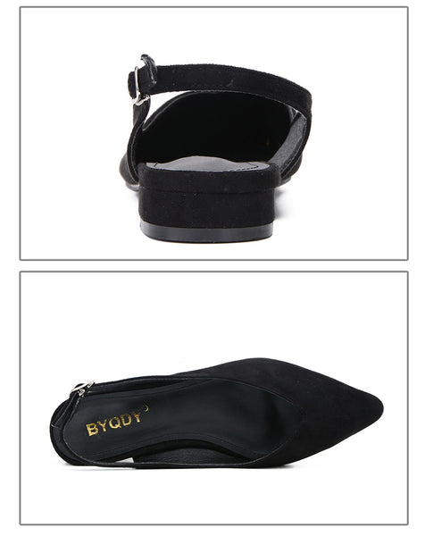 Black Women Casual Pointed Toe Slingbacks Shoes