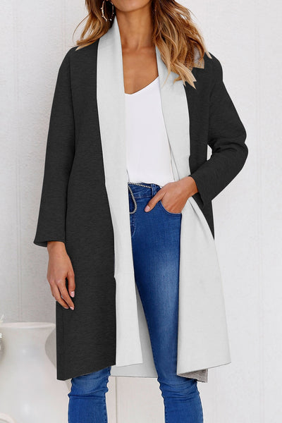 Women Patchwork Long Trench Sweater Cardigan Coat