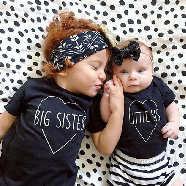 Baby Boys & Girls Big Bro Sister TShirt Top Summer Short Sleeve Casual Child Tops Shirt
