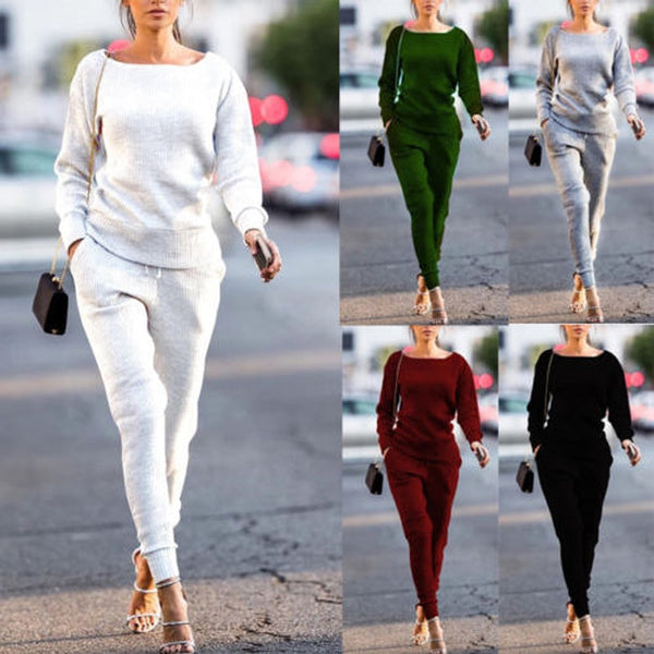 Fashion Two Piece Set Women Tracksuits Female Set 2 Pieces Top and Pants Sportswear Set