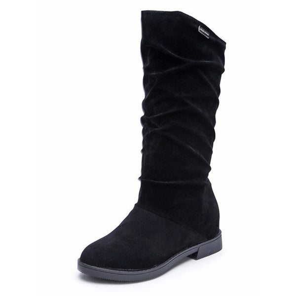 Women Autumn Winter Stylish Flat Flock Boots