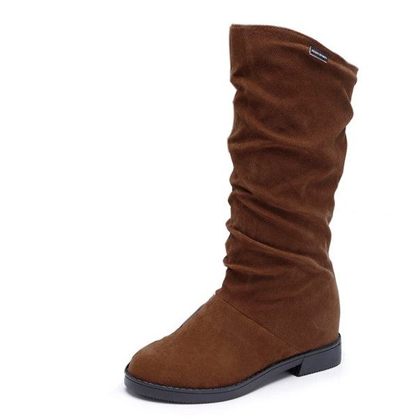 Women Autumn Winter Stylish Flat Flock Boots