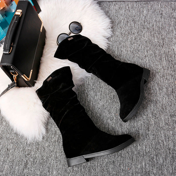 Women Autumn Winter Stylish Flat Flock Boots