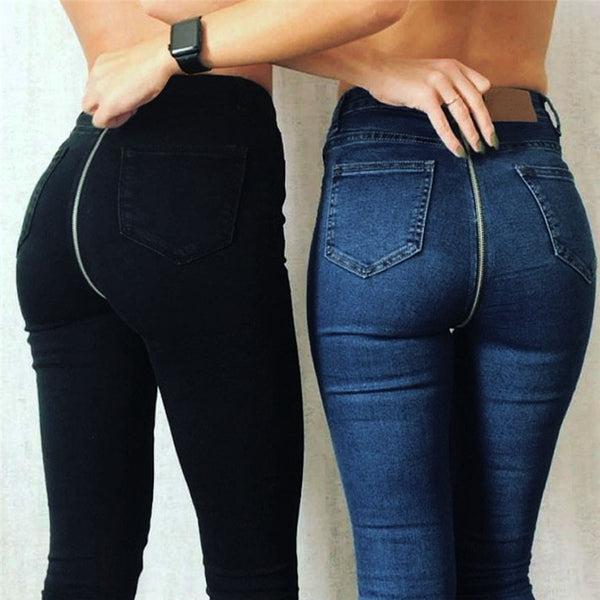 Sexy Back Zipper Skinny Pencil Denim Stretch Jeans