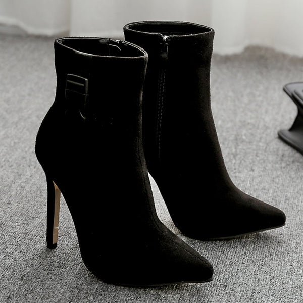 Women High-Heel Stiletto Pointed Toe Ankle Boots