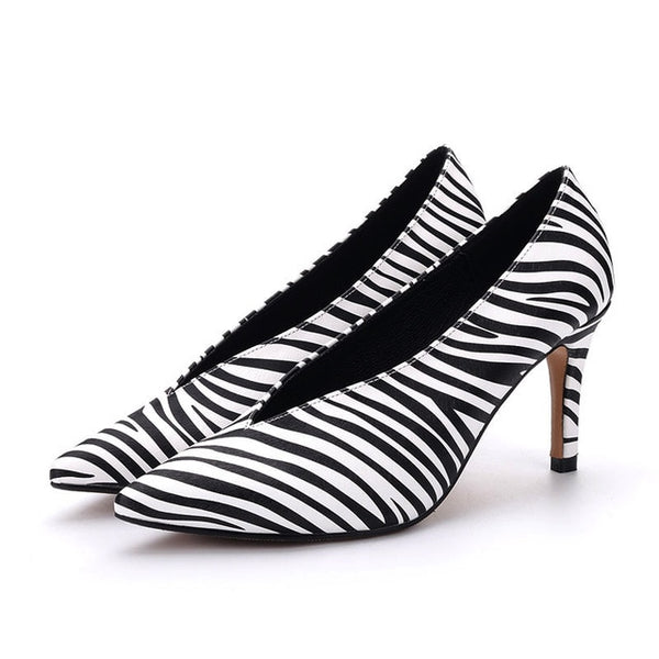 Street Fashion V Neck Pump Pointed Toe 7/10cm Stiletto High Heel Shoes