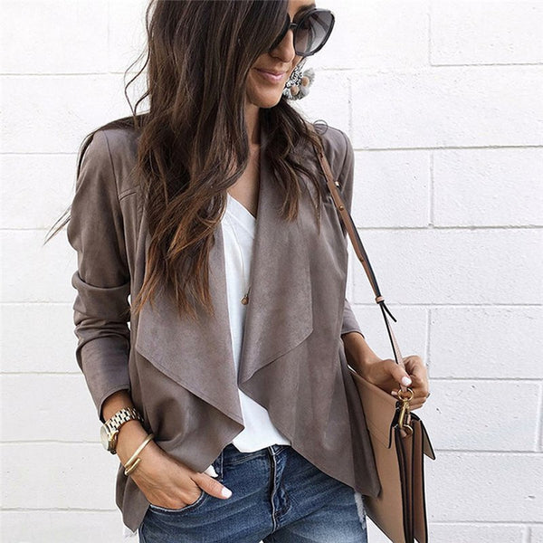 Women's Long Sleeve Lapel Coat Solid Simple Ladies Slim Casual Fashion Suit Cardigan Jacket Outwear