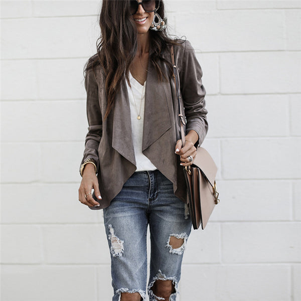 Women's Long Sleeve Lapel Coat Solid Simple Ladies Slim Casual Fashion Suit Cardigan Jacket Outwear