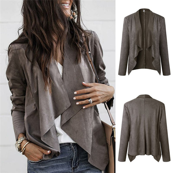 Women's Long Sleeve Lapel Coat Solid Simple Ladies Slim Casual Fashion Suit Cardigan Jacket Outwear