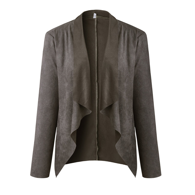 Women s Long Sleeve Lapel Coat Solid Simple Ladies Slim Casual