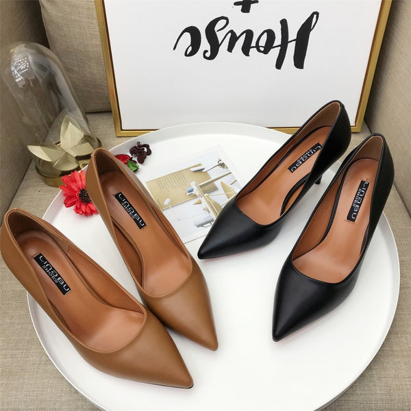 Fashion PU Leather High Heels Women Pumps Pointed Toe Women Stiletto Pump Shoes