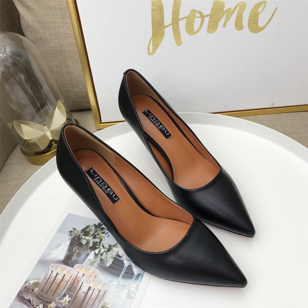 Fashion PU Leather High Heels Women Pumps Pointed Toe Women Stiletto Pump Shoes
