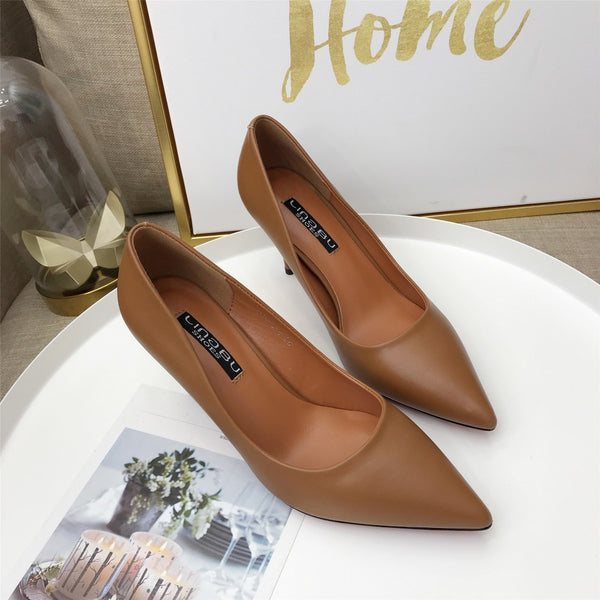 Fashion PU Leather High Heels Women Pumps Pointed Toe Women Stiletto Pump Shoes