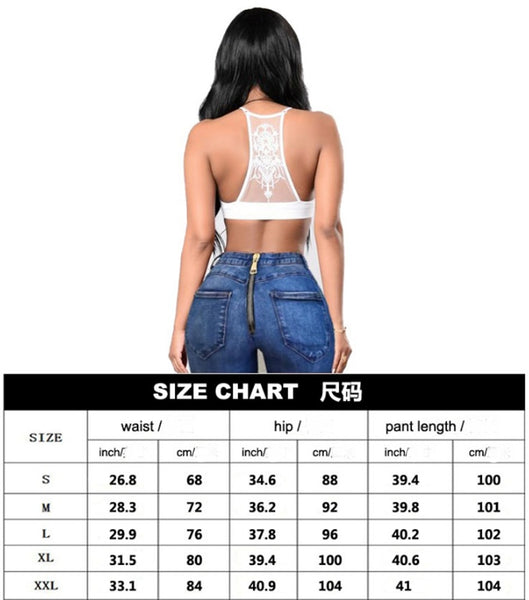 Women's HOT Fashion Stylish Sexy Long Mid Waist Skinny Pencil Blue Denim Back Zipper Stretch Jeans