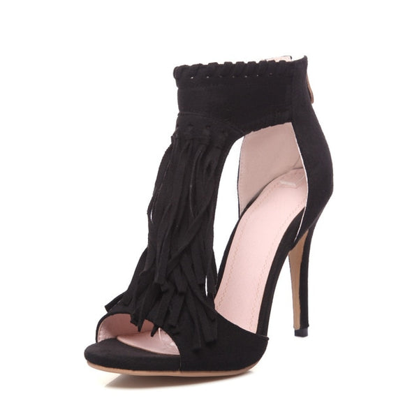 Women Fashion Tassel High Heel Sandal Shoes