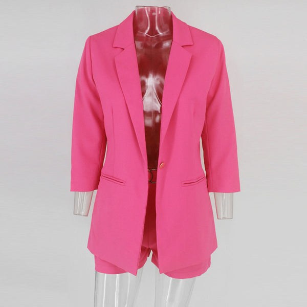 Women Fashion 2 Piece Set Blazer And Shorts