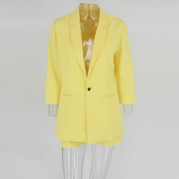 Women Fashion 2 Piece Set Blazer And Shorts