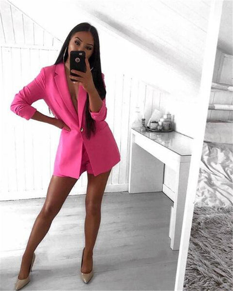 Women Fashion 2 Piece Set Blazer And Shorts