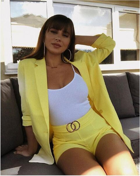 Women Fashion 2 Piece Set Blazer And Shorts
