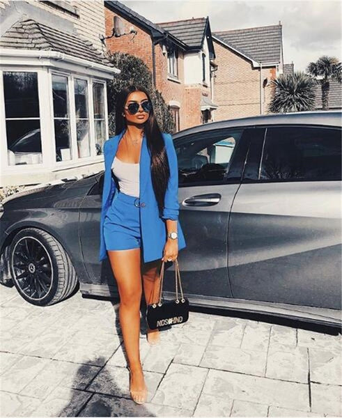 Women Fashion 2 Piece Set Blazer And Shorts