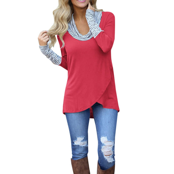 Women O-Neck Stripe Long Sleeve Casual Shirt