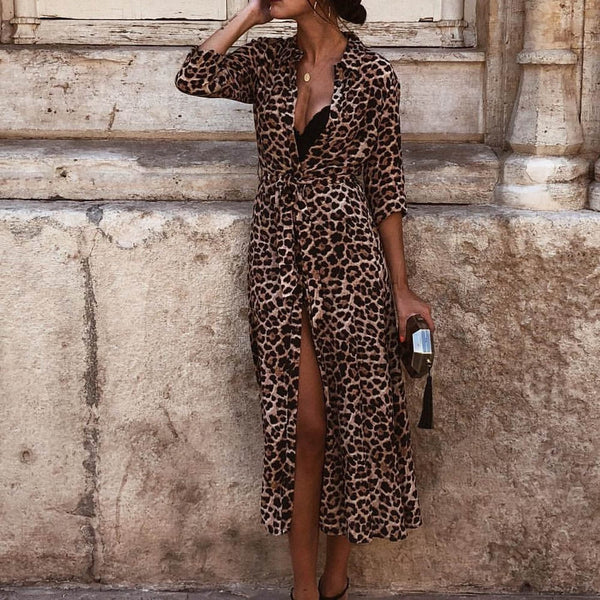 Women's Leopard Print Maxi Dress
