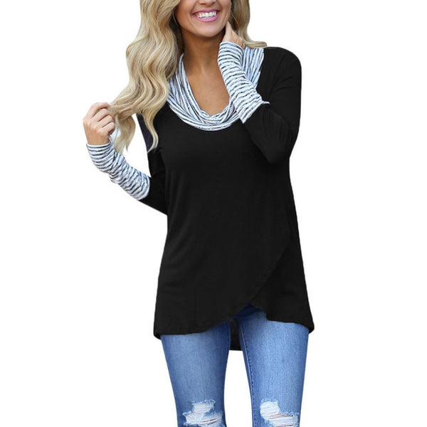 Women O-Neck Stripe Long Sleeve Casual Shirt