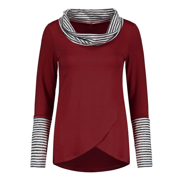 Women O-Neck Stripe Long Sleeve Casual Shirt
