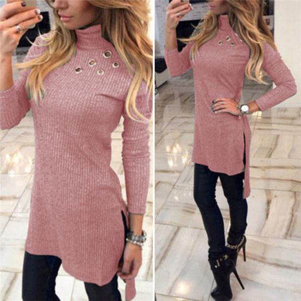 Women Autumn Slim Turtleneck Sweater Dress
