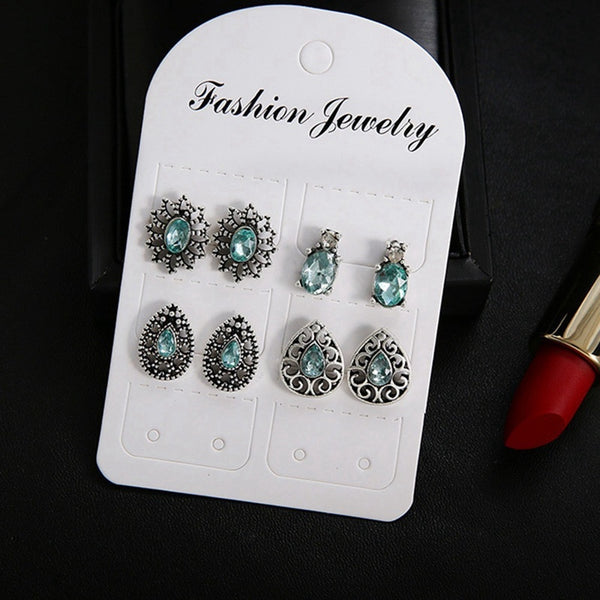 4 Pairs/Set Flower Stud Earrings