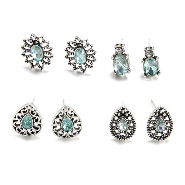 4 Pairs/Set Flower Stud Earrings