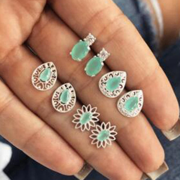 4 Pairs/Set Flower Stud Earrings