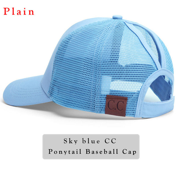 Glitter Ponytail Baseball Cap Women Snap-back Hat Summer Messy Bun Mesh Hats Casual Adjustable Sport Caps