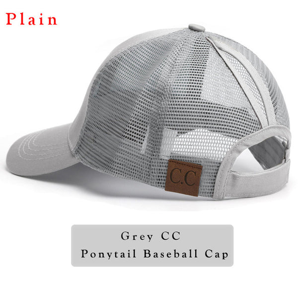 Glitter Ponytail Baseball Cap Women Snap-back Hat Summer Messy Bun Mesh Hats Casual Adjustable Sport Caps