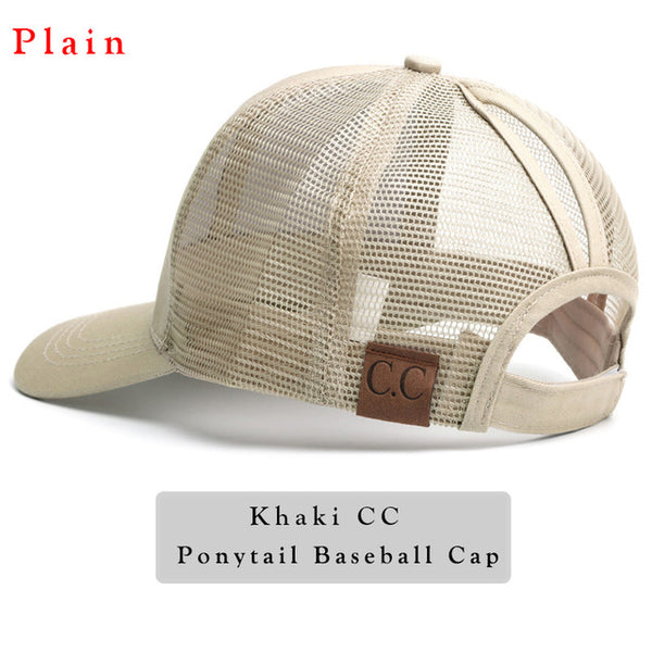 Glitter Ponytail Baseball Cap Women Snap-back Hat Summer Messy Bun Mesh Hats Casual Adjustable Sport Caps