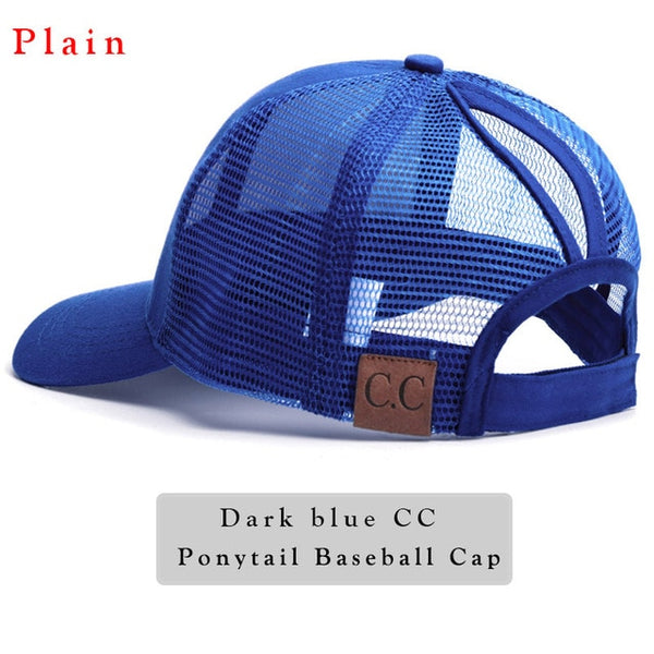 Glitter Ponytail Baseball Cap Women Snap-back Hat Summer Messy Bun Mesh Hats Casual Adjustable Sport Caps
