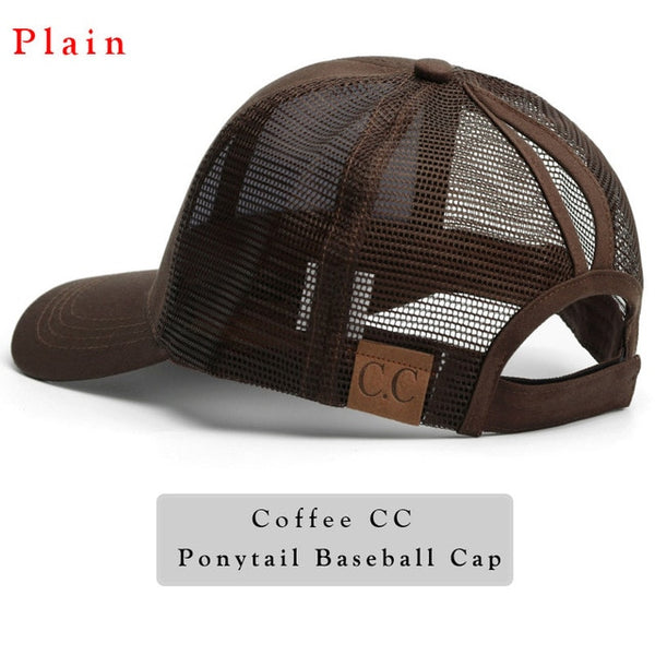 Glitter Ponytail Baseball Cap Women Snap-back Hat Summer Messy Bun Mesh Hats Casual Adjustable Sport Caps