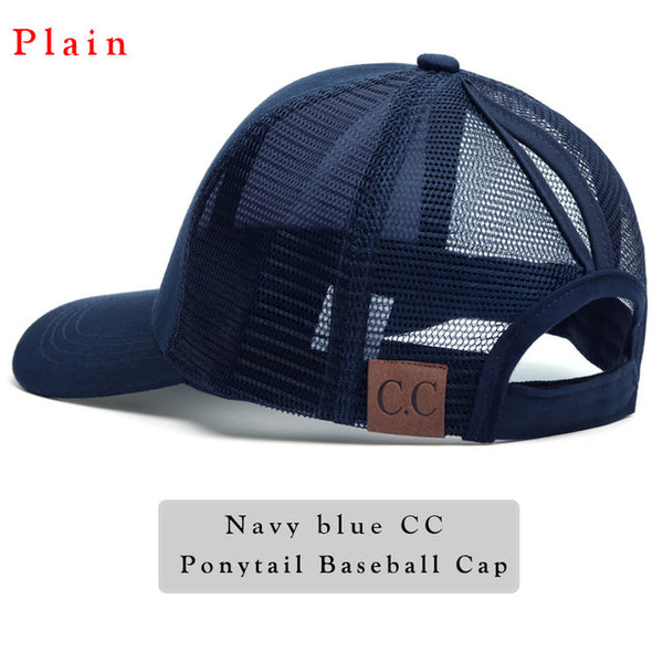 Glitter Ponytail Baseball Cap Women Snap-back Hat Summer Messy Bun Mesh Hats Casual Adjustable Sport Caps