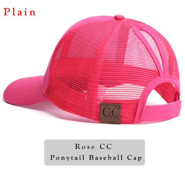 Glitter Ponytail Baseball Cap Women Snap-back Hat Summer Messy Bun Mesh Hats Casual Adjustable Sport Caps